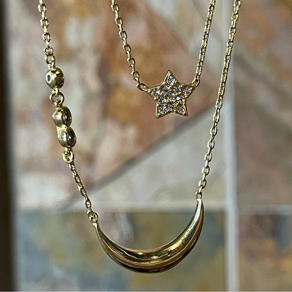 Star Moon Double Layering Reversible Necklace - Picture 3 of 6